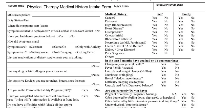 Ways to complete editable physical therapy intake forms stage 1