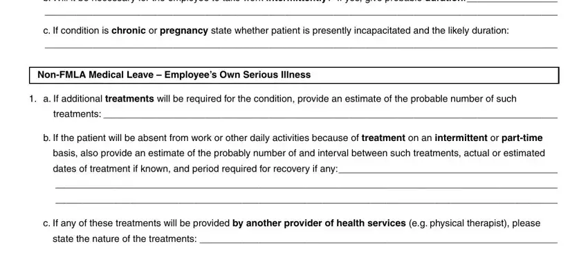 basis also provide an estimate of, c If any of these treatments will, and b If the patient will be absent inside non fmla medical leave certification form