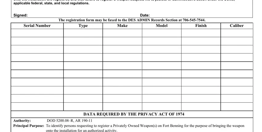 Filling out segment 2 in fb weapons registration form printable