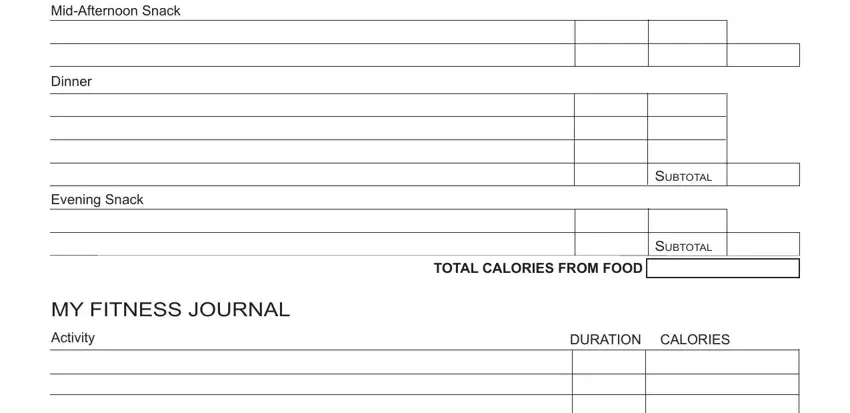 Activity, TOTAL CALORIES FROM FOOD, and SUBTOTAL of affirmation journal pdf