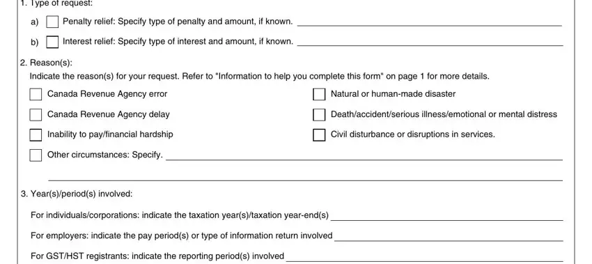 Writing part 2 in cra tax relief form