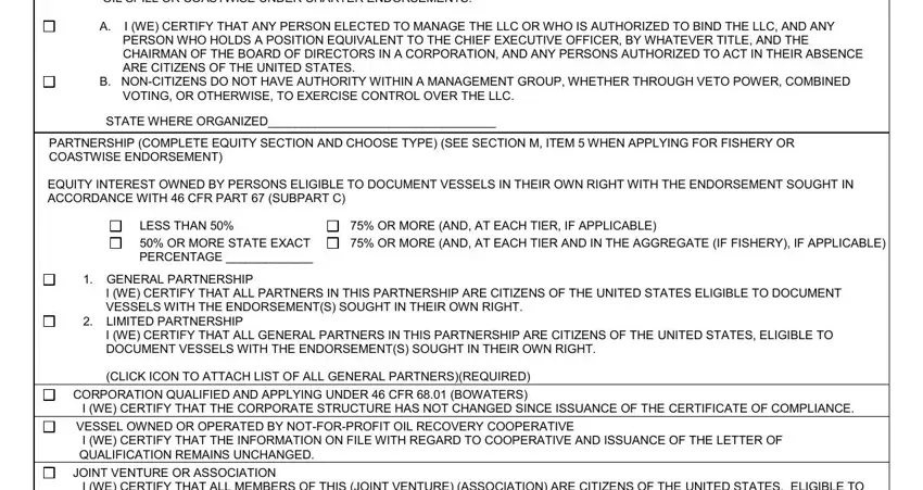 Part no. 5 in filling in coast guard certificate documentation