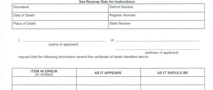 Completing part 1 in ny correction certificate death