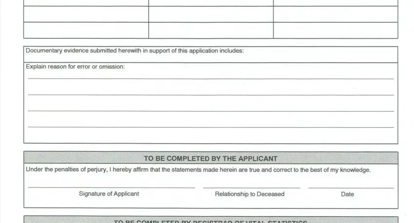 Filling out segment 2 of ny correction certificate death