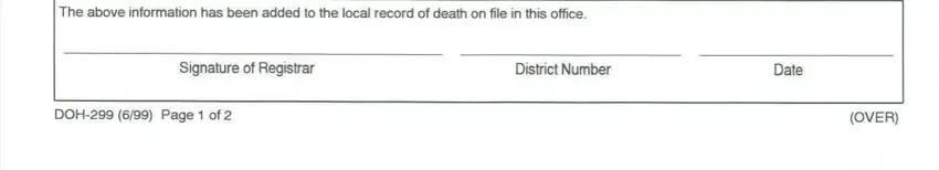Filling out segment 3 in ny correction certificate death