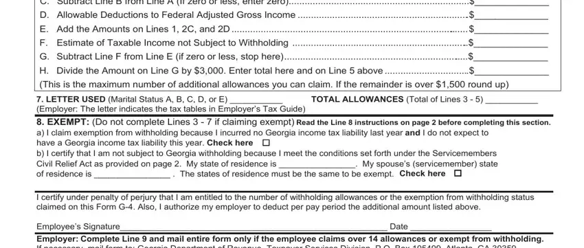 F Estimate of Taxable Income not, Employees Signature Date, and This is the maximum number of inside G 4 Form