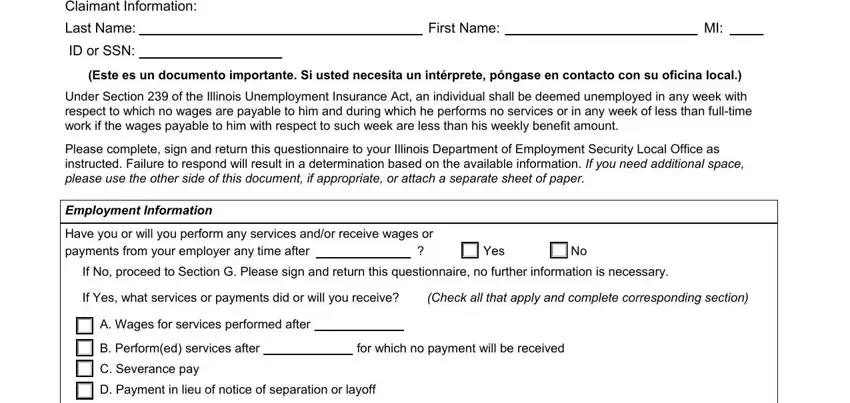 Part number 1 in filling out Claimant