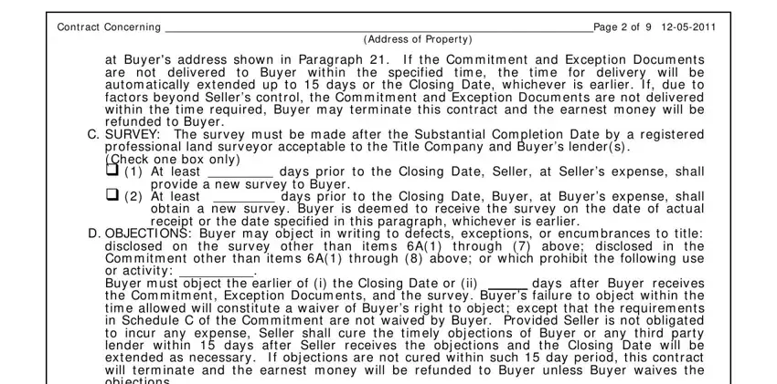 D OBJECTI ONS Buyer m ay obj ect, at Buyers address shown in, and Address of Propert y of sales contract real estate texas