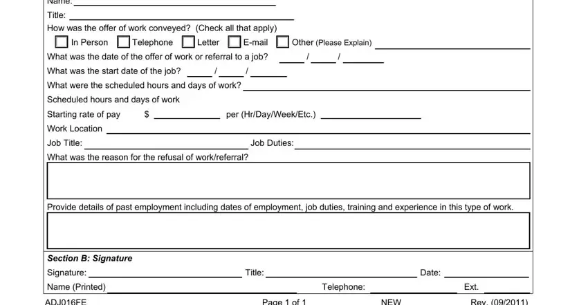 Work Location, ADJFE Page  of  NEW Rev, and In Person Telephone Letter Email of Form Adj016Fe
