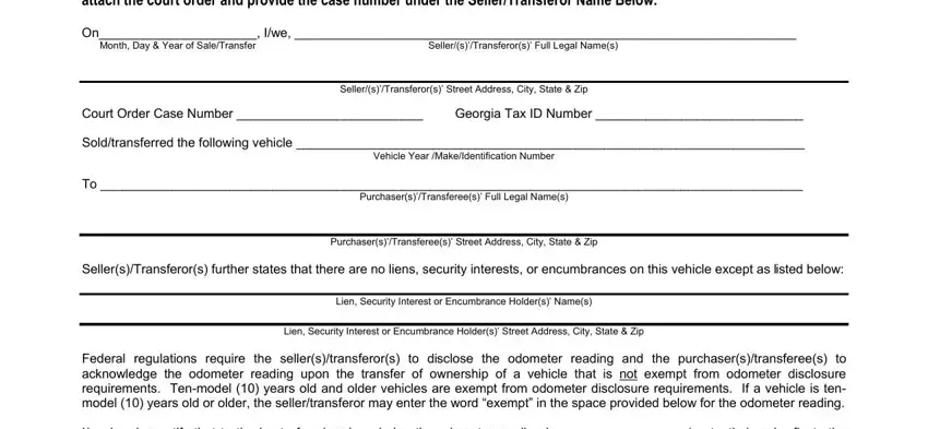 Part number 1 for filling out ga bill of sale form t 7