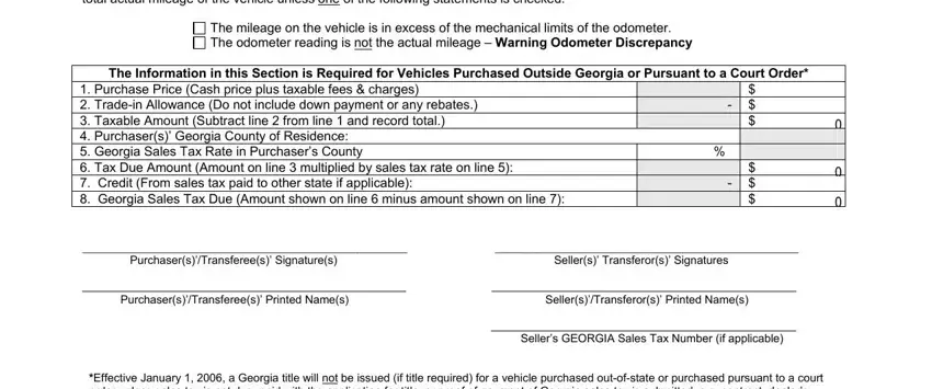 Completing part 2 in ga bill of sale form t 7