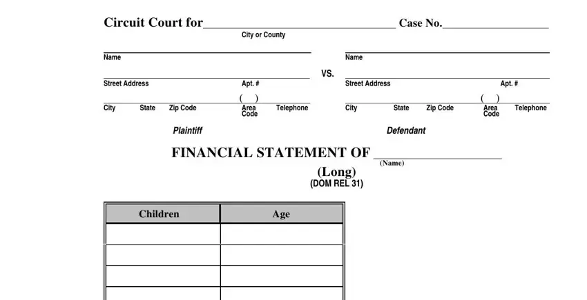 The way to fill in maryland financial statement long stage 1