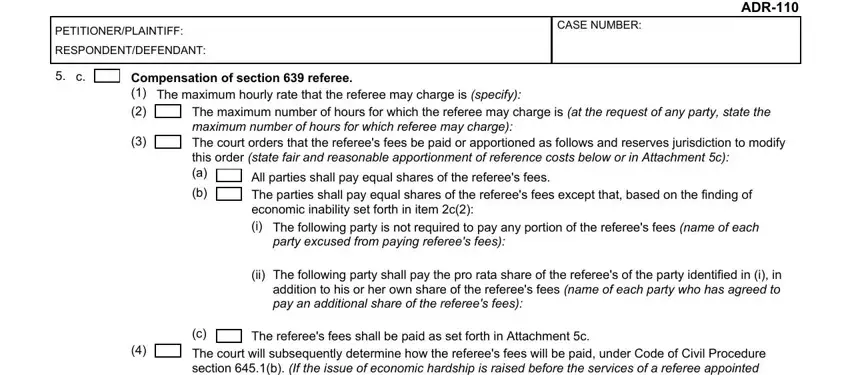 Filling in part 5 of referee alternative dispute resolution