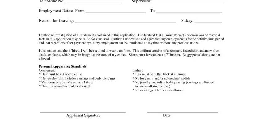 Filling in segment 4 in western playland job application