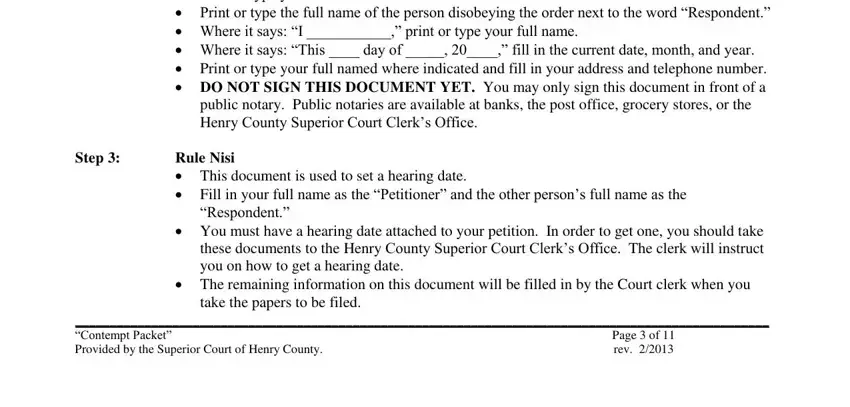 Part no. 3 in filling out contempt henry county