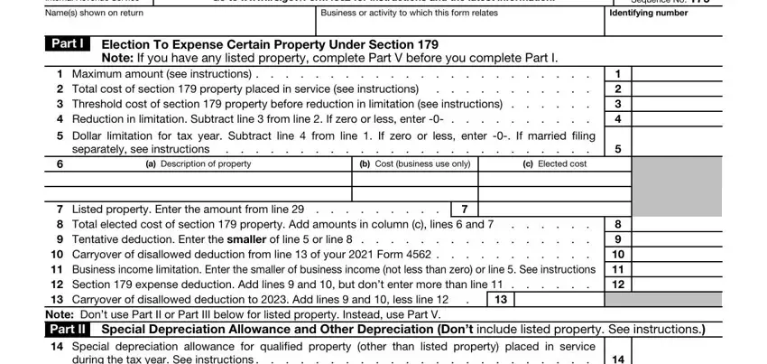 irs form 4562 writing process shown (part 1)