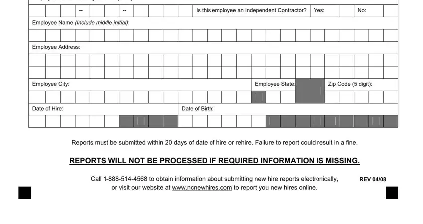Filling out segment 2 in nc new hire reporting online