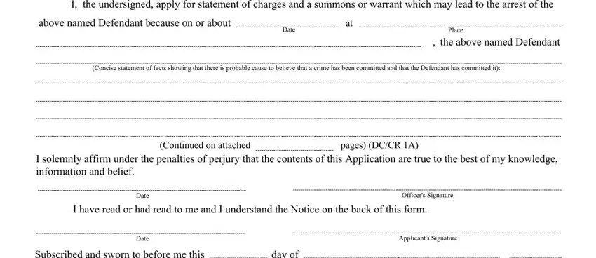 Filling out part 2 of maryland application statement charges form