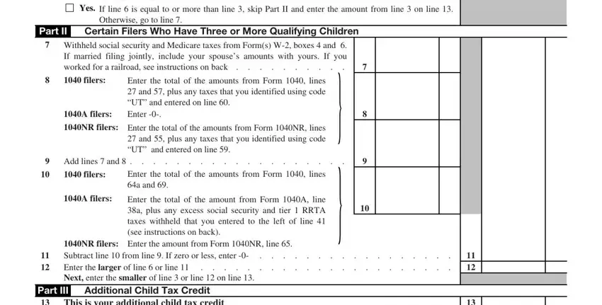 Step no. 2 in filling out child credit