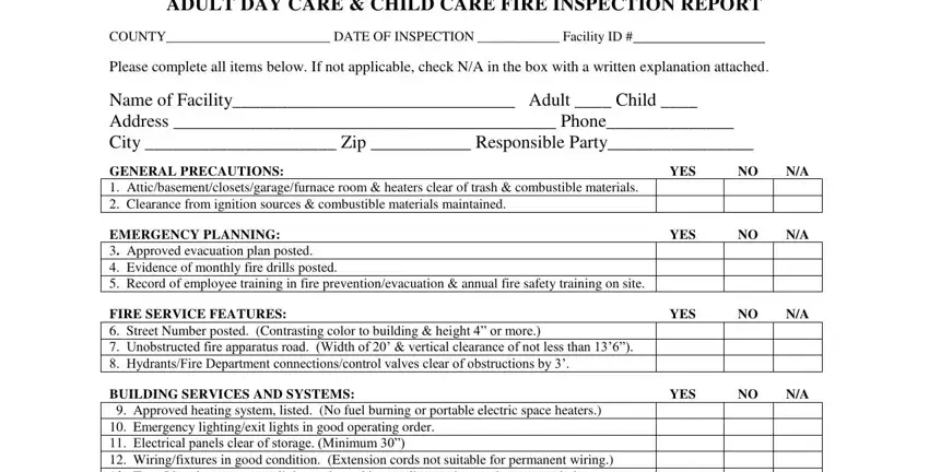 How to complete fire inspection report forms portion 1