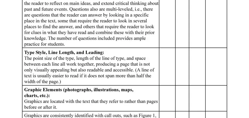 Filling out part 5 in textbook evaluation checklist