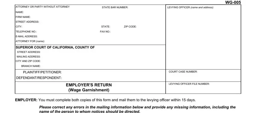 Completing segment 1 in completing form wg 005 instructions for terminated employee