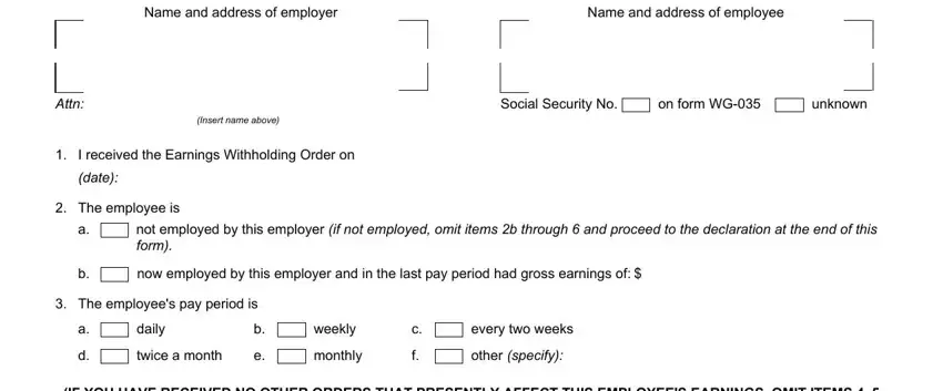 Completing section 2 of completing form wg 005 instructions for terminated employee