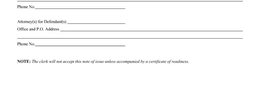 Completing section 3 of sample note of issue ny