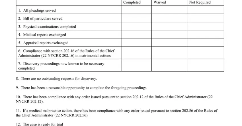 Filling in section 4 of sample note of issue ny