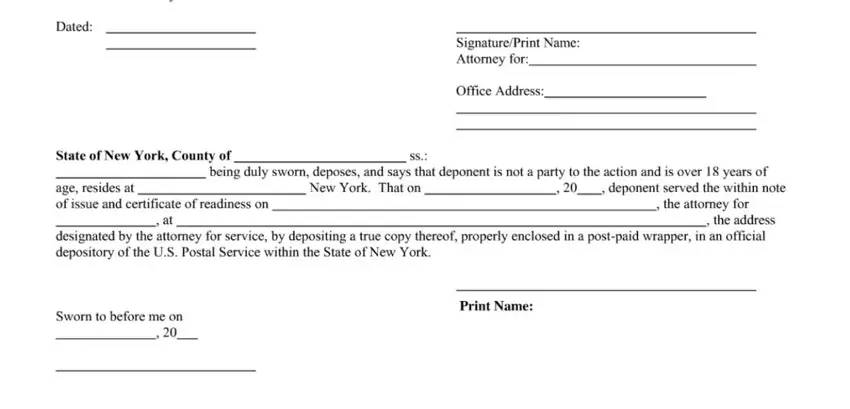 Filling out segment 5 of sample note of issue ny