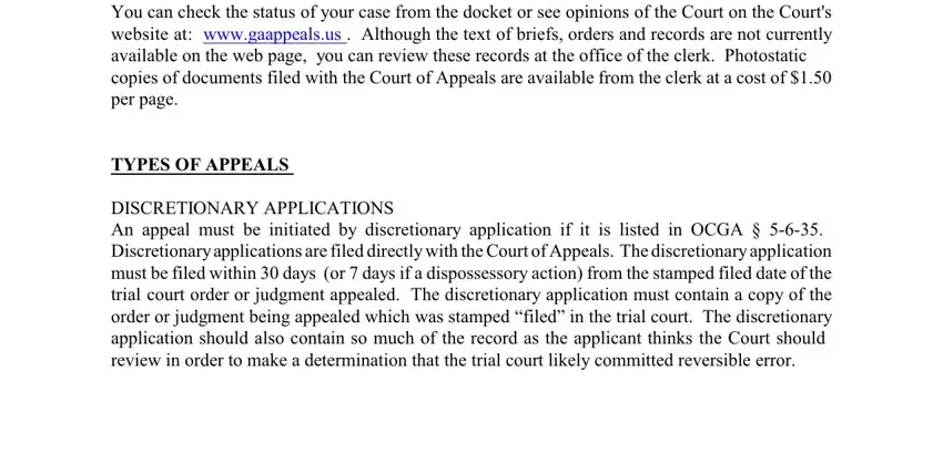 Step number 2 for filling out georgia court of appeals forms