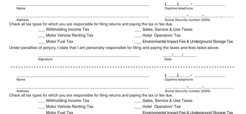 Motor Fuel Tax, Sales Service  Use Taxes, and Check all tax types for which you inside SSN