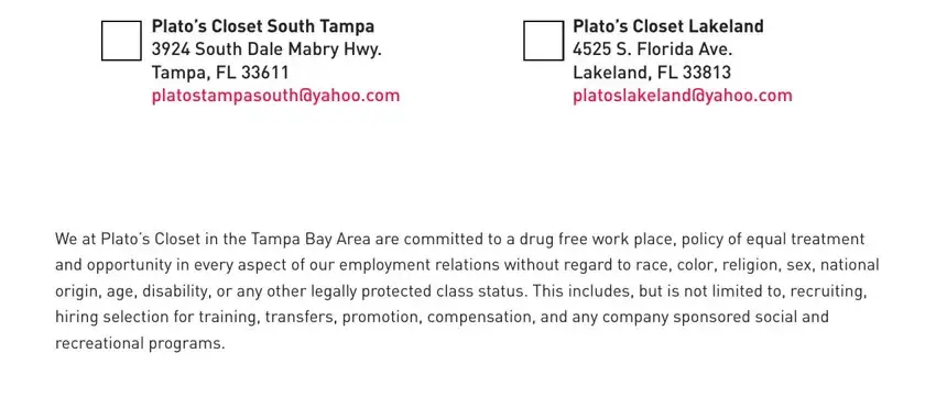 We at Platos Closet in the Tampa, Platos Closet Lakeland  S Florida, and recreational programs inside plato's closet application