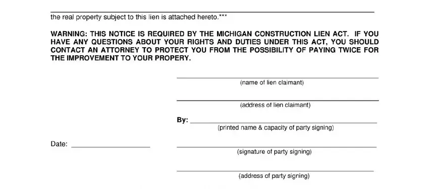 Stage no. 2 of submitting michigan notice of furnishing