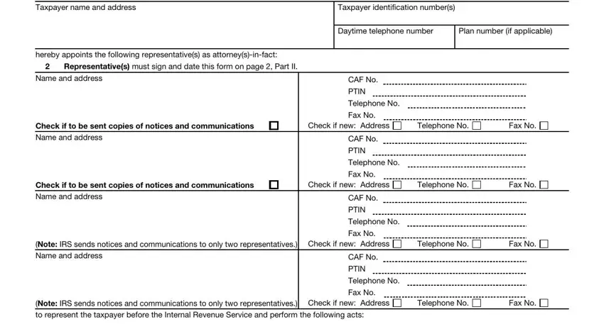 Filling in part 1 in power of attorney form irs