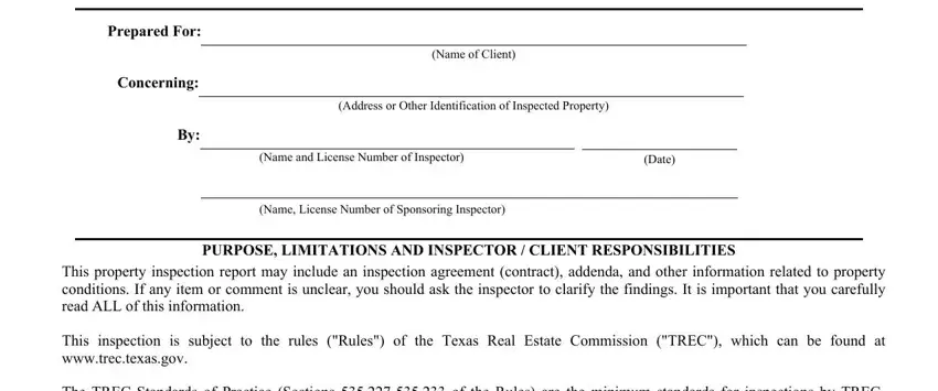 Writing segment 1 of property inspection report form