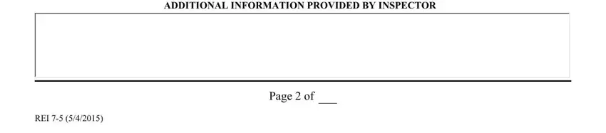 Page  of, REI, and ADDITIONAL INFORMATION PROVIDED BY of property inspection report form