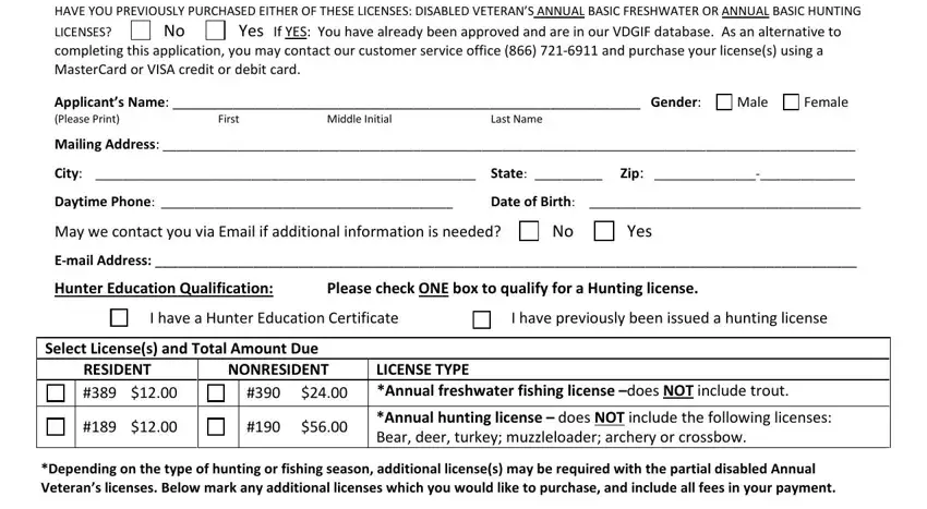 How one can prepare disable virginia lifetime hunting and fishing application online step 1