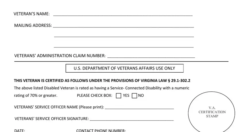 Part # 5 for filling out disable virginia lifetime hunting and fishing application online