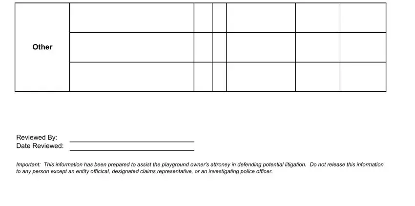 Stage no. 5 of filling out playground inspection checklist template