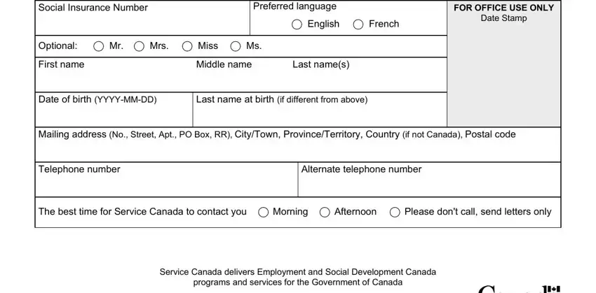 Filling in section 1 of cpp disability application form