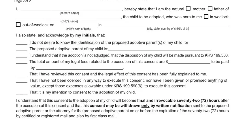 Filling out part 4 in kentucky stepparent adoption