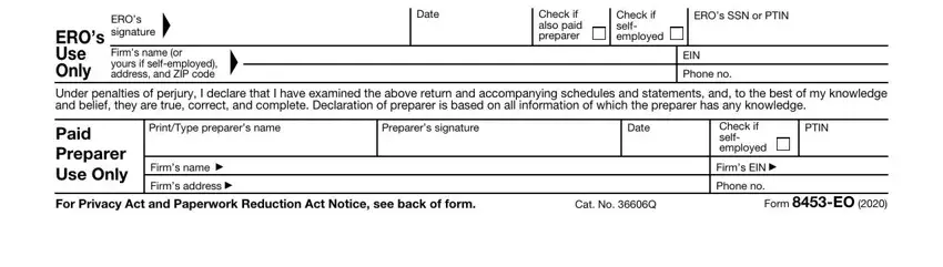 Part no. 3 in filling in form 8453 eo