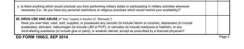 DRUG USE AND ABUSE If Yes explain, DRUG USE AND ABUSE If Yes explain, and c Is there anything which would in dd 1966 form
