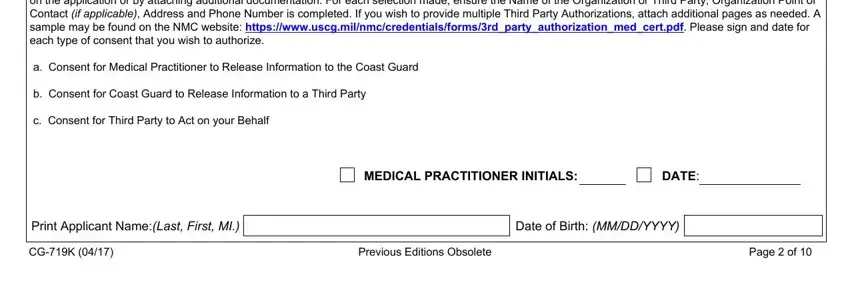 CGK, Previous Editions Obsolete, and Third Party Authorization  If you of uscg medical