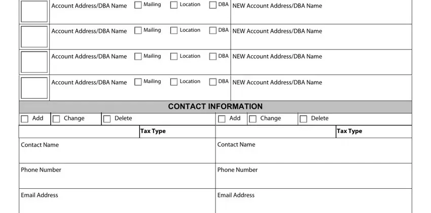 NEW Account AddressDBA Name, Mailing, and DBA in Form Ar 40