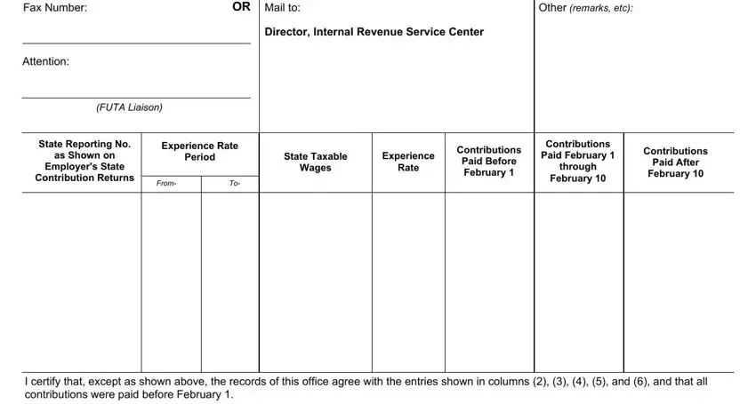 FUTA Liaison, Other remarks etc, and State Reporting No in Irs Form 940 B