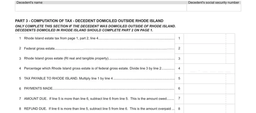 Writing part 4 in rhode island estate tax return