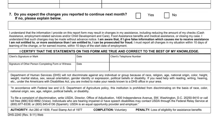 Stage # 5 of submitting mi dhs change report form