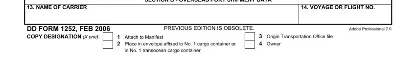 PREVIOUS EDITION IS OBSOLETE, Origin Transportation Office file, and in No  transocean cargo container of dd 1252 property